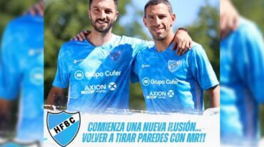 Scocco jugará para el club de su pueblo junto a su amigo. Gentileza: prensa Hughes FC.