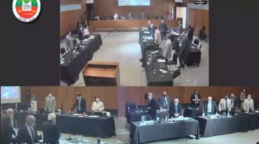 El juicio es transmitido vía internet desde los Tribunales de Paraná. Captura digital