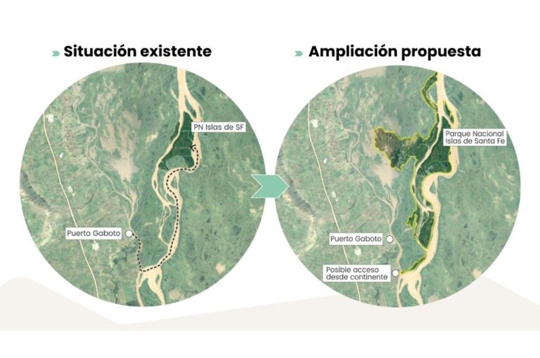 El gráfico del ministerio de Ambiente santafesino con el parque actual y la extensión prevista para lo cual es imprescindible que la provincia transfiera dominios al gobierno nacional.