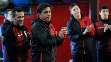 Sanguinetti quiere a su equipo bien concentrado hoy ante Platense. Gentileza: prensa Newell's Old Boys.
