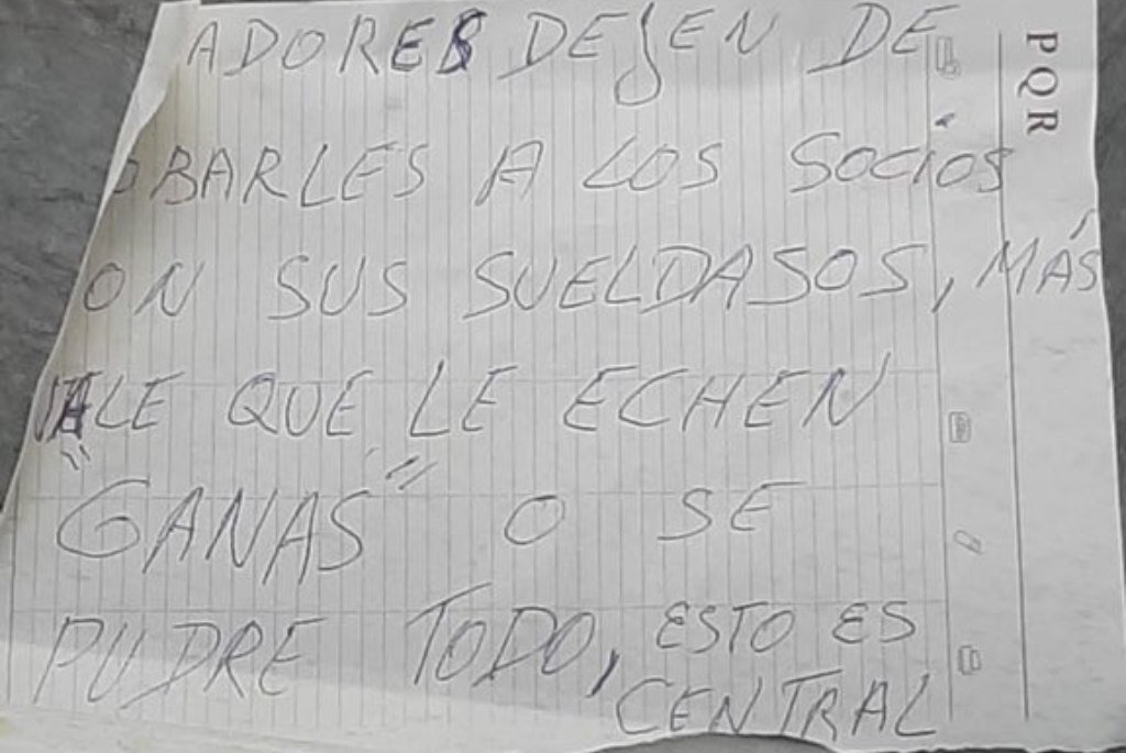 La nota recibida. Gentileza.