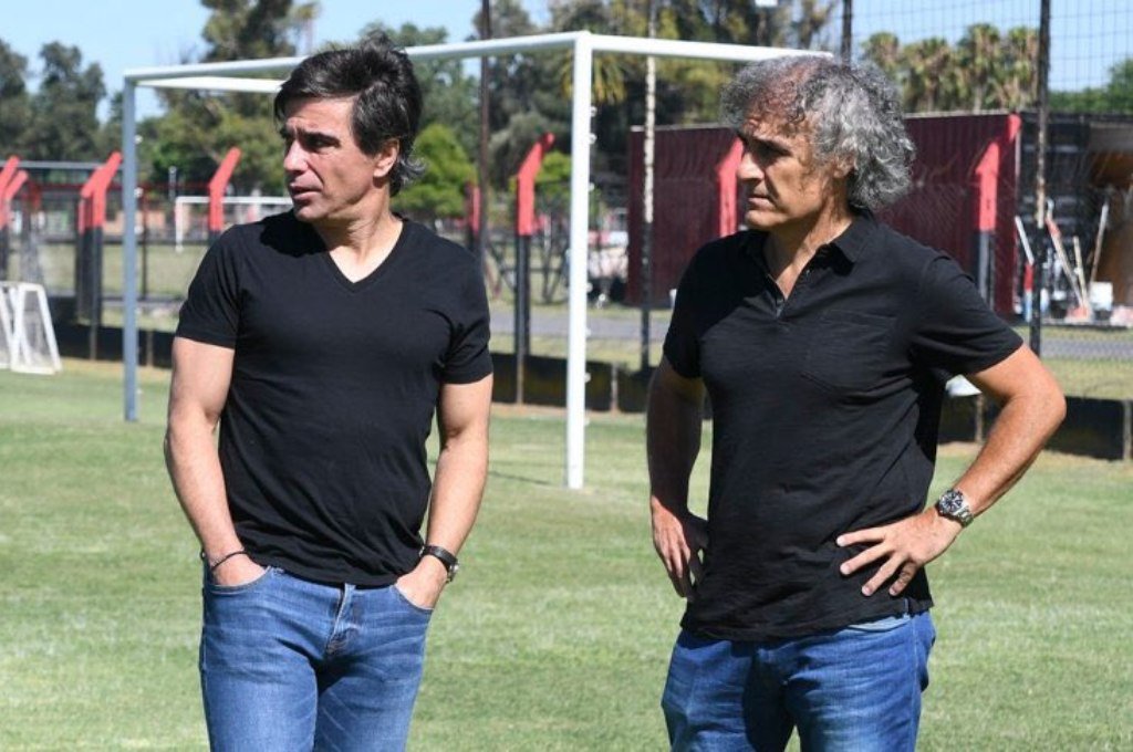 Saldaña y Sanguinetti. Ya no trabajan juntos en Newells. Archivo.