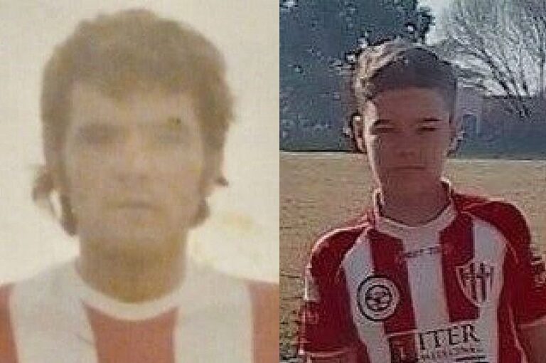 Carlitos con la camiseta de Paraná en los 70 y Feli