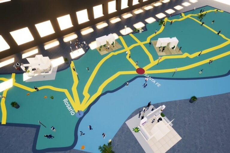 El gran mapa turístico de la provincia se desplegará por todo el piso de la estación Belgrano. Gentileza