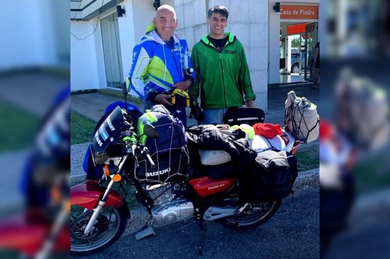 Los villaguayenses y la felicidad de cumplir el desafío en una moto de baja cilindrada.