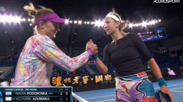 Nadia Podoroska perdió ante Victoria Azarenka. Twitter: Eurosport.