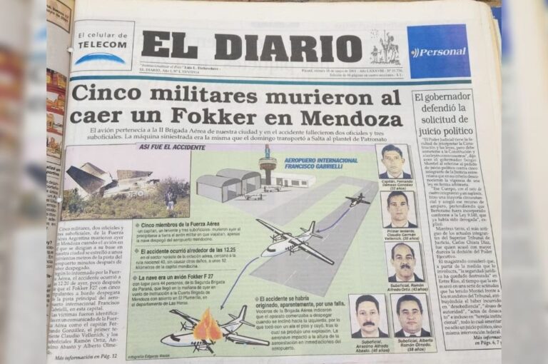La tapa del matutino local en el que se menciona la tragedia.