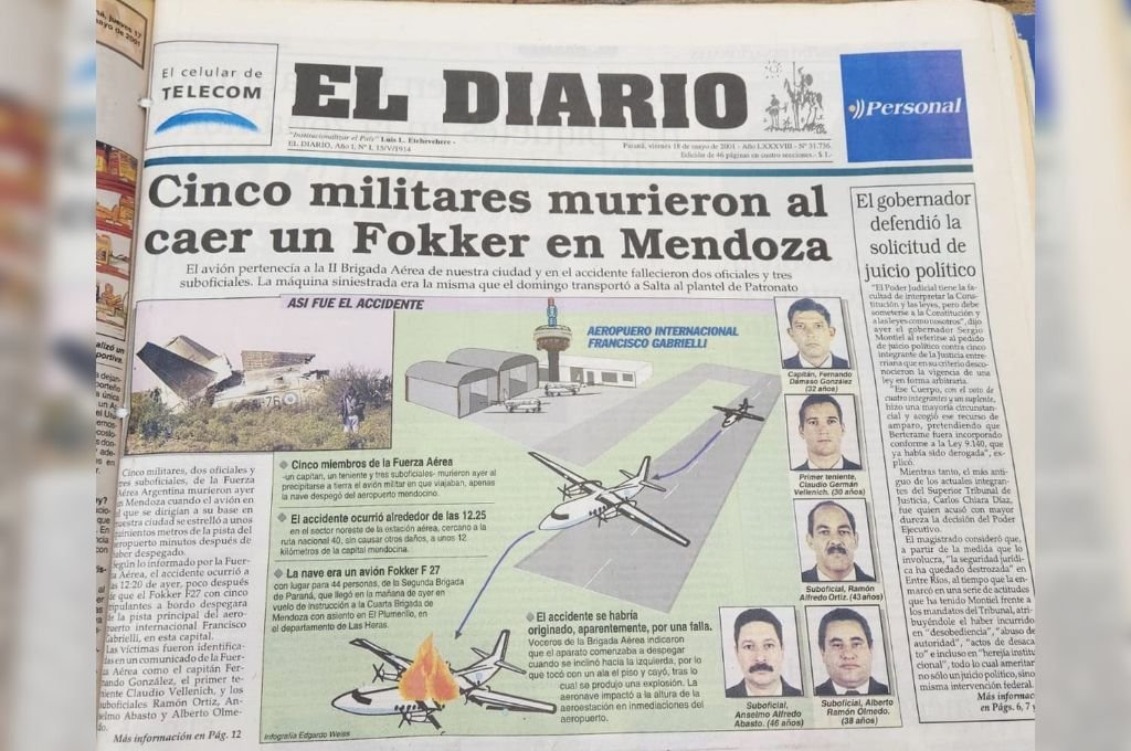 La tapa del matutino local en el que se menciona la tragedia.
