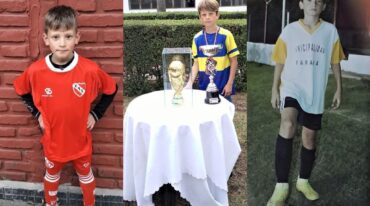 Izquierda: Gio vistió los colores del Rojo de Avellaneda. Centro: El pequeño actualmente juega para Club Boca Paraná. Derecha: Giovanni Bianchi y la ilusión de las pruebas en suelo europeo.