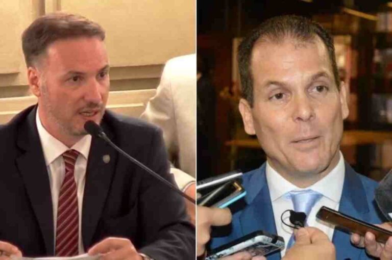 El senador Lisandro Enrico y el juez Aurelio Cuello Murúa. Fotomontaje.