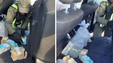 Los fajos de billetes brasileños estaban ocultos debajo del asiento trasero del rodado. gentileza