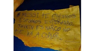 El papel encontrado tras la balacera.