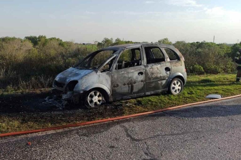 El coche se quemó cerca de Pueblo Irigoyen. Gentileza.