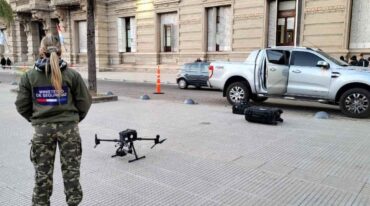 Bassi fue a Tribunales en Santa Fe bajo un operativo estricto de seguridad. Gentileza.
