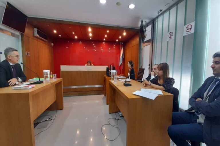 La audiencia de este lunes en Tribunales de Paraná. Néstor Belini