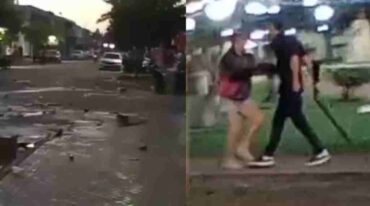 El momento de mayor tensión se vivió cuando un muchacho comenzó a disparar con su escopeta en la vía pública. Captura digital.