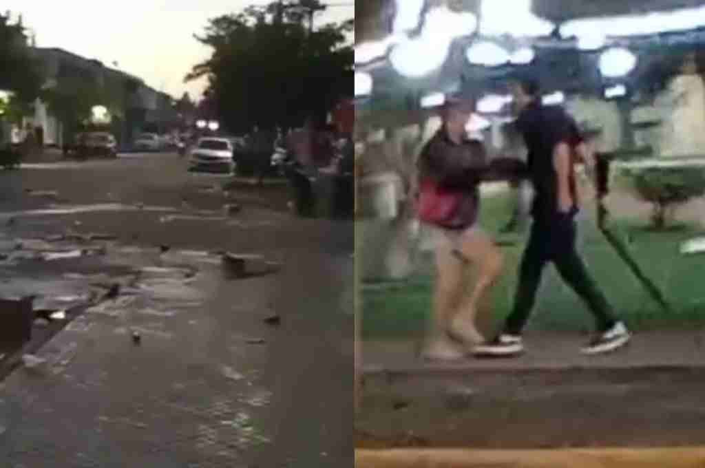 El momento de mayor tensión se vivió cuando un muchacho comenzó a disparar con su escopeta en la vía pública. Captura digital.