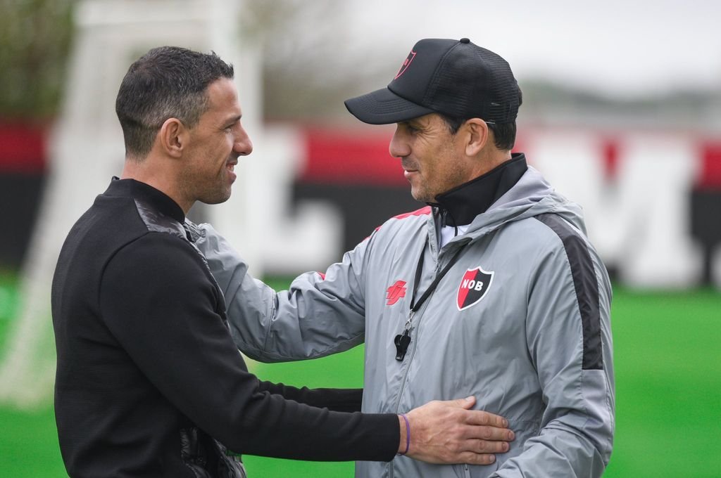 Maxi estuvo en el entrenamiento de Newell's en la semana. Gentileza.