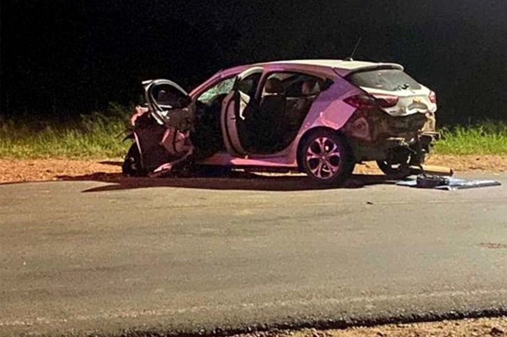 Estado en que quedó el Chevrolet Cruze que conducía el menor ahora imputado.