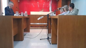 La audiencia en Tribunales de Paraná. Néstor Belini
