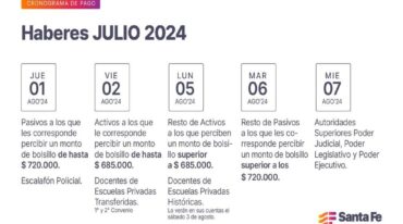 Calendario de pagos julio 2024. Imagen ilustrativa.