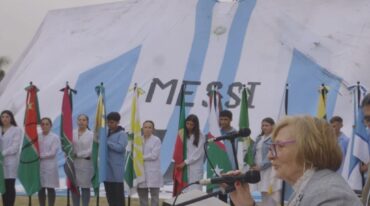 La presidenta comunal de Providencia dio la bienvenida a los visitantes y presentes. Adela Cruzado.