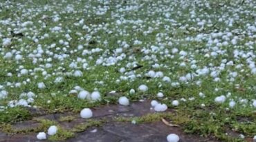 Granizo de gran tamaño sorprendió a los pobloadores de Saladero Cabal y Colonia Mascias.  Gentileza.