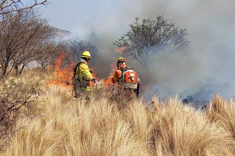 Son un total de 31 los agentes pertenecientes a la Federación Santafesina de Asociaciones de Bomberos Voluntarios que la Secretaría de Protección Civil envió el martes a la provincia de Córdoba para combatir los incendios.  Gentileza.