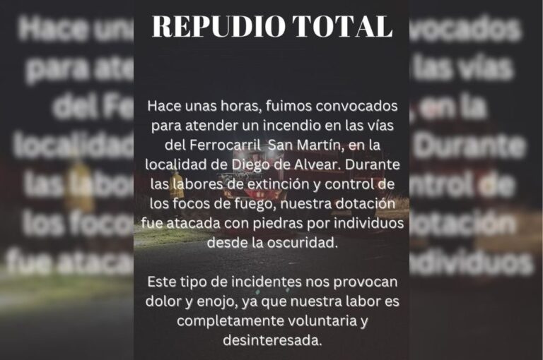 El comunicado que se emitió desde el cuerpo de bomberos de Diego de Alvear